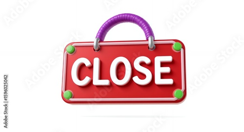 Cartoon Closed Sign 3D Render Red Hanging Sign Business Closed Shop Closed  Store Closed
