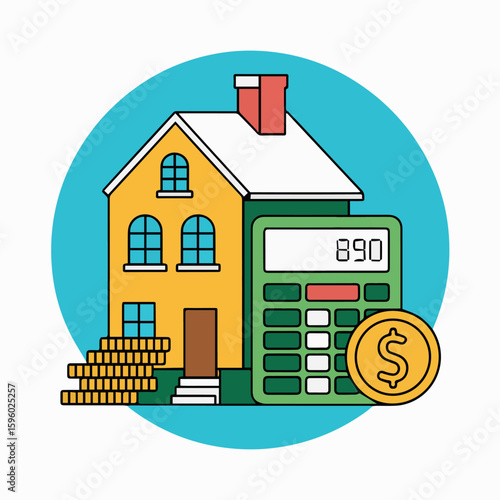 Clean and modern vector  calculate home mortgage loan payments and property taxes with a financial calculator online tool