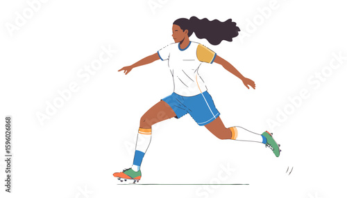 Female Soccer Player Running with Colorful Cleats and Uniform