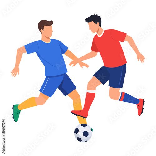 Two Soccer Players Dynamically Competing for Ball Possession