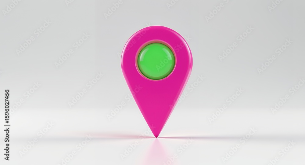 Fototapeta premium Pink and Green Location Marker Icon 3D Render Navigation Symbol