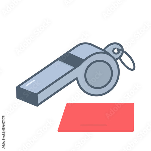 Gray Metal Whistle with a Ring, Isometric View