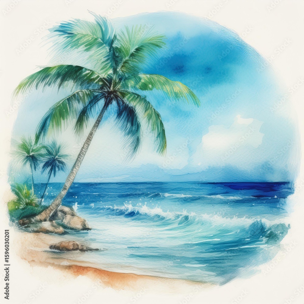 Obraz premium vacation concept;space for copy; the ocean with palm tree