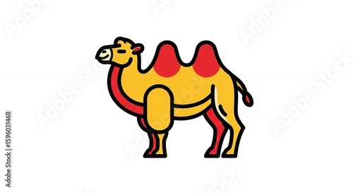 Cartoon Camel Illustration Desert Animal Wildlife Icon Two Humped Cute Funny Simple Vect