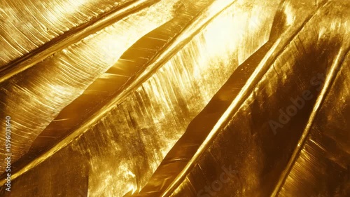 Lush bunch of shimmering gold leaf pieces glimmering under natural light for textural backgrounds