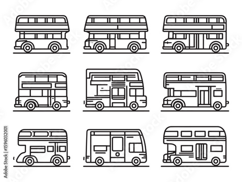 Double decker bus line art sketch