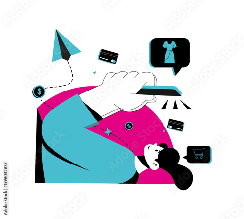  Online shopping experience illustration