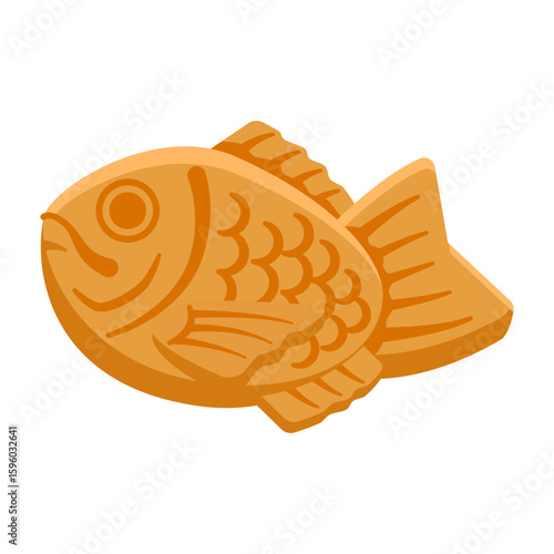 Taiyaki - fish-shaped Japanese sweet pastry - flat isometric illustration