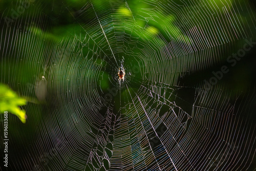 Spider on its web in the forest