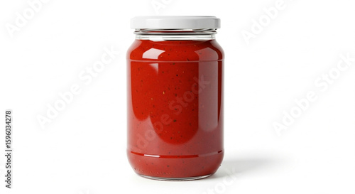 A jar of tomato sauce isolated on white
