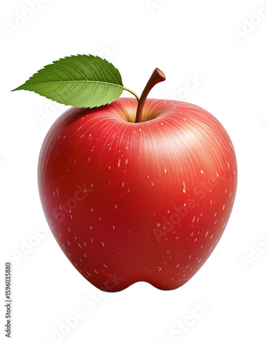 Fresh whole apple with leaf and stem, isolated on transparent background. Ideal for food, health, nutrition, education, and natural product-themed design projects.