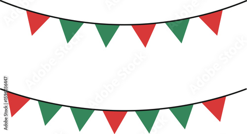 Red green triangle bunting flags celebration party decor