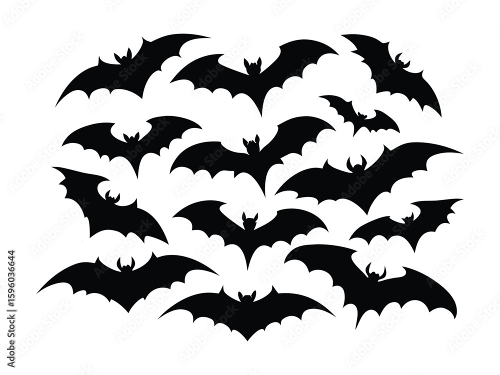 Fototapeta premium Flying Bat Silhouette Group Illustration