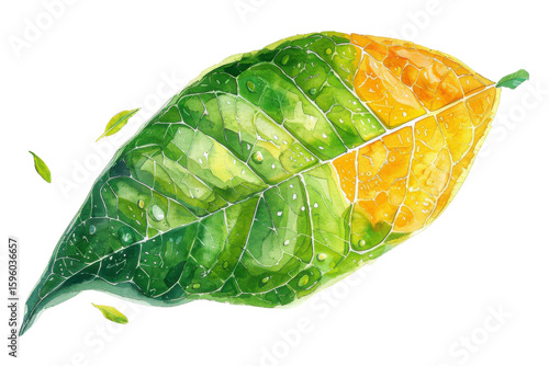 Wallpaper Mural Watercolor illustration of a leaf on a transparent background, perfect for nature designs, eco projects, and botanical art... Torontodigital.ca