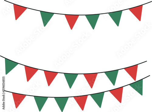 Festive triangle bunting flags red green