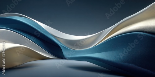 Abstract futuristic background with metallic blue and silver tones, showcasing parametric architecture-inspired flowing lines