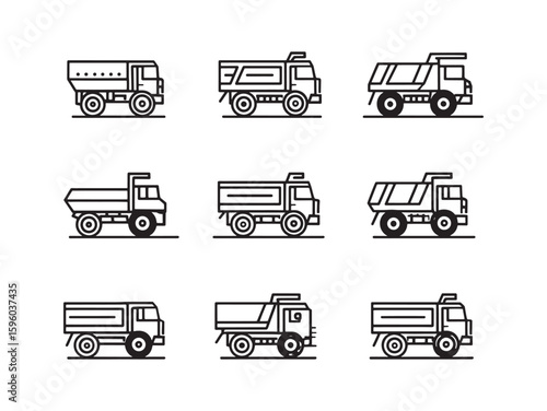 Dump truck sleek line art style