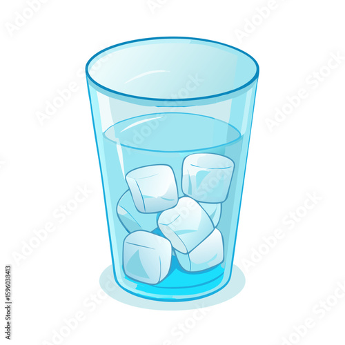 Glass of Water with Ice Cubes: Refreshing Beverage for Hydration, Summer Drinks, Health, and Cool Concepts


