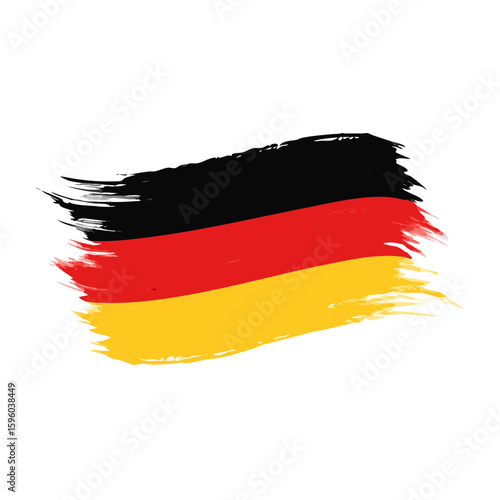 Grunge Brushstroke German Flag: Distressed Paint Texture Representing Germany, Patriotism, Travel, and European Culture


