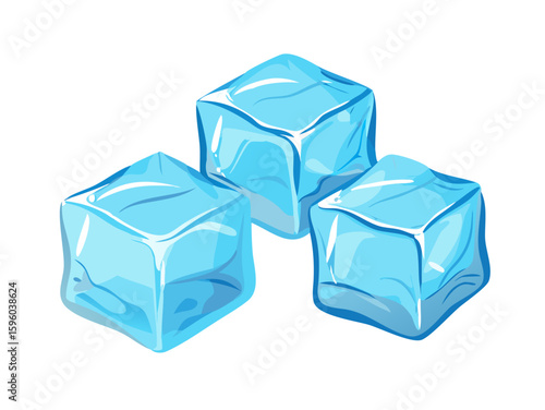 Transparent Ice Cubes for Refreshing Drinks: Cool and Crystalline Elements Ideal for Beverage Advertisements, Summer Themes, and Party Graphics

