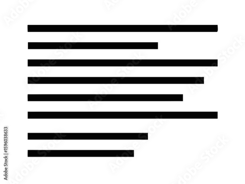 Horizontal Bar Chart Data Visualization Icon: Minimalist Graphic Representing Information, Progress, Statistics, and Text Alignment Concepts

