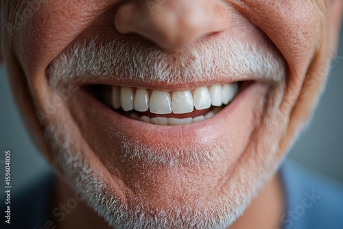 Close-up of a smiling person's mouth and teeth.