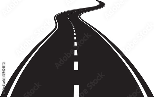 Flat Style Road Stretch Vector Illustration