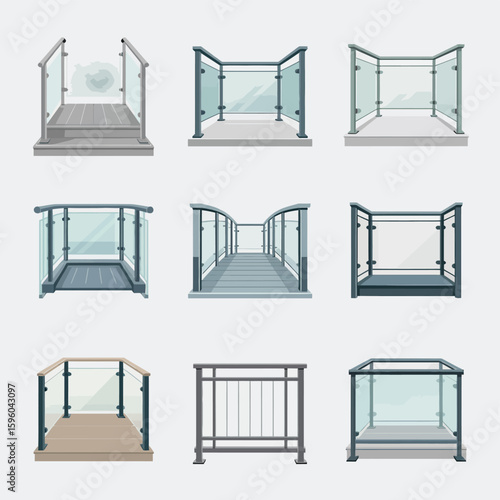Modern glass balustrades and railings for stairs and balconies