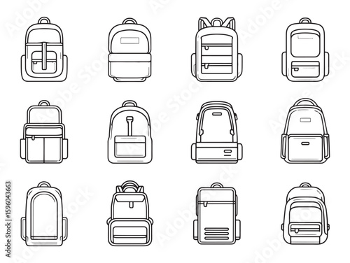 Elegant backpack line art graphic suitable for printing