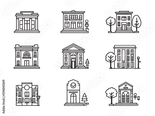 Elegant Building Facade line art for architects