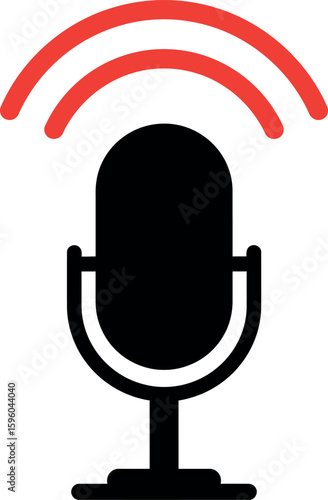 Retro microphone with sound waves icon