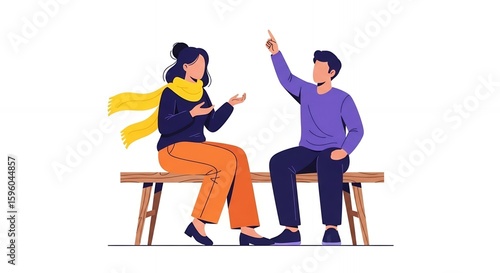 Two people sitting on a bench having a conversation