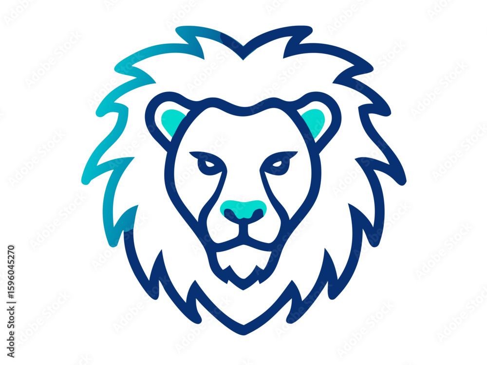 Obraz premium Bold Lion Head Logo Design for Brand Identity , A stylized, minimalist vector graphic of a lion's head. 