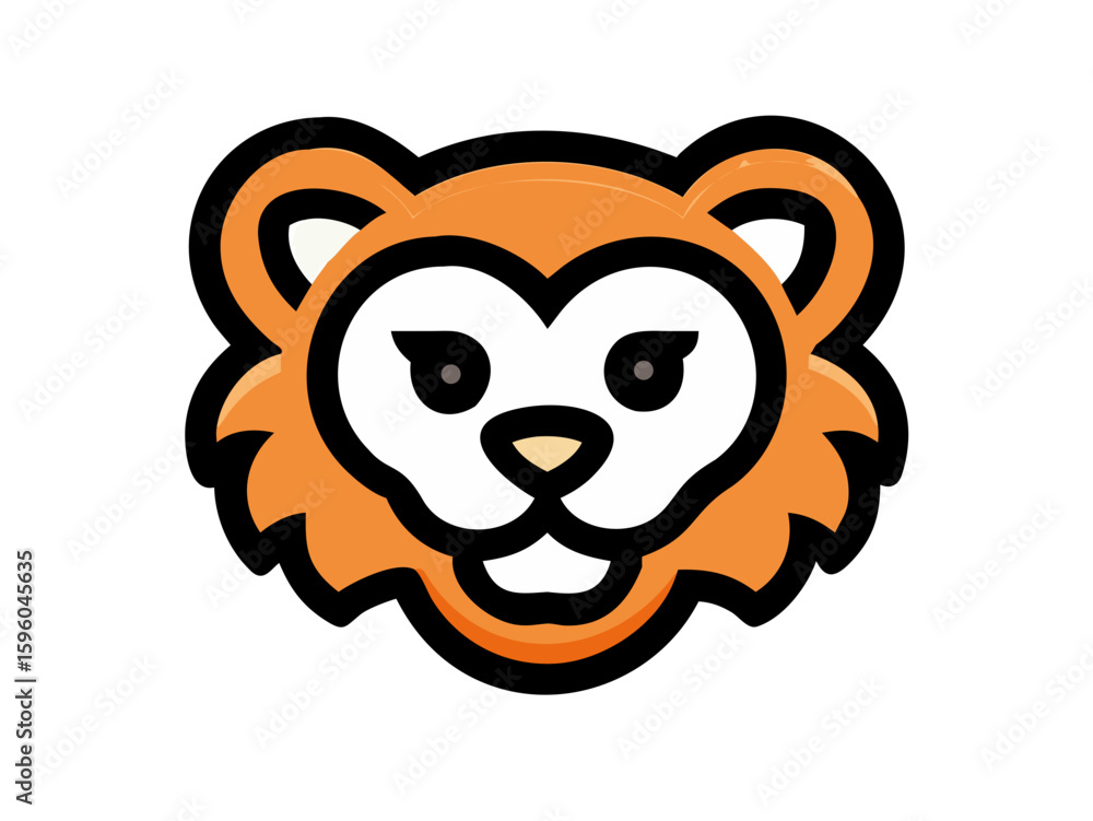 Obraz premium Bold Lion Head Logo Design for Brand Identity , A stylized, minimalist vector graphic of a lion's head. 