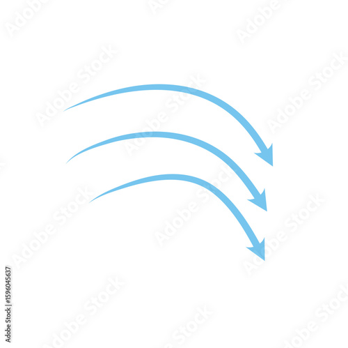 Airflow icon vector. Fresh air circulation for air purification, ventilation or conditioning visualization