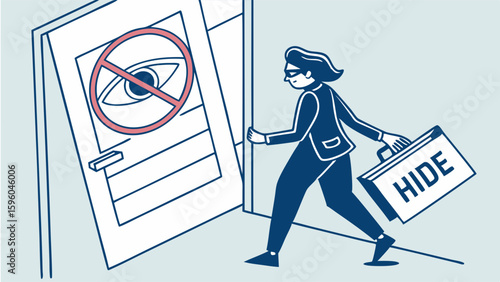 Businessperson Hiding Confidential Information.