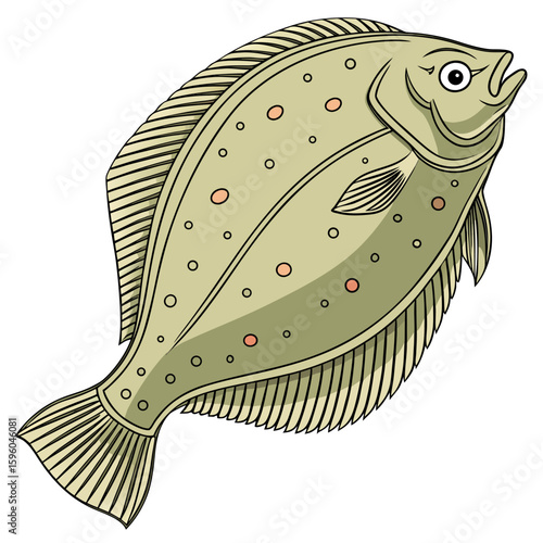 Flounder  fish vector illustration perfect for posters, icon, t-shirts, cards, wall art prints and ai design.