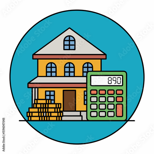 Clean and modern vector  calculate home loan payments and mortgage with calculator for financial planning and real estate investment