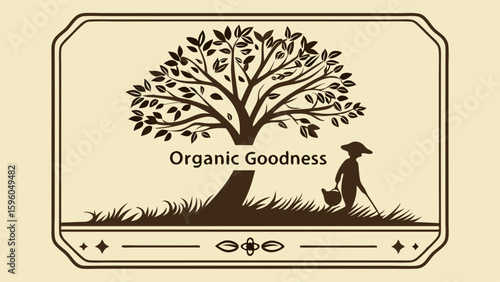 Organic Goodness Tree Farmer and NatureInspired Illustration.