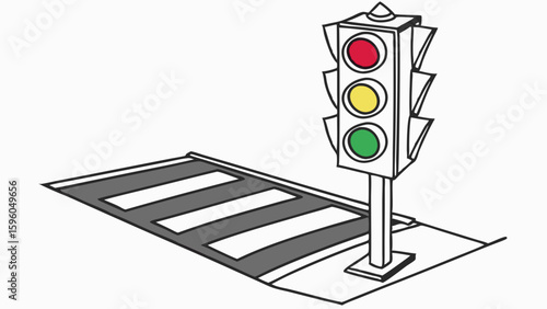 Pedestrian Crossing with Traffic Light Showing Green Light.