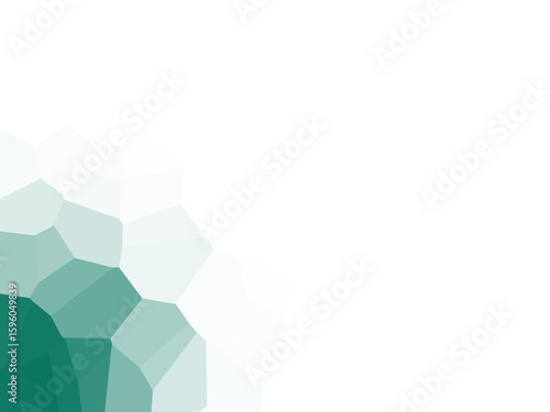 Abstract polygonal shape in shades of teal and green on a black background