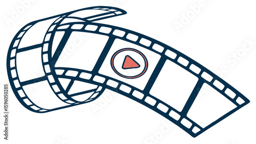 Rolled Film Reel with Play Button Icon.