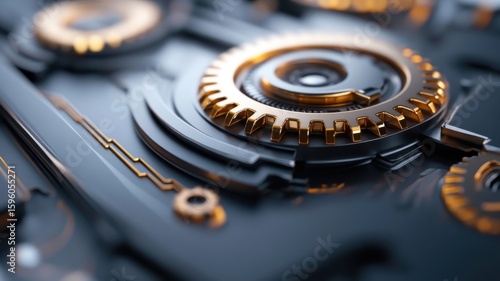 Wallpaper Mural Fusion of organic shapes and metallic textures, symbolizing industrial revolution. Torontodigital.ca