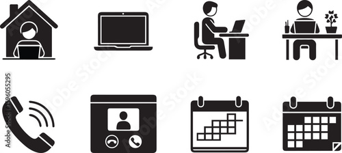 Hybrid Working Vector Set | Flexible Work & Remote Office Illustration