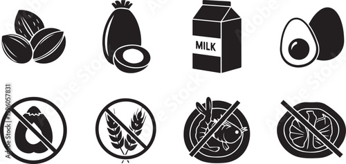 Food Allergen Vector Set | Allergy Warning & Dietary Restriction Illustration
