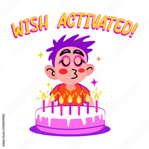 A flat style sticker showing birthday bliss