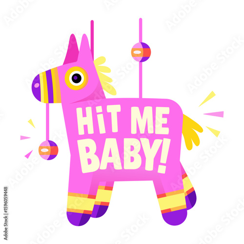 A typographic sticker of pinata party in flat style