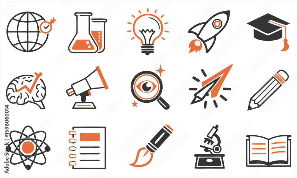 Fototapeta premium Education and science icons learning knowledge