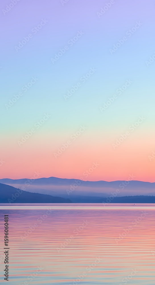 Fototapeta premium Serene Coastal Sunset with Soft Gradient Sky and Calm Waters