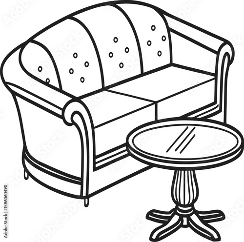 Two-Seater Sofa with Table
